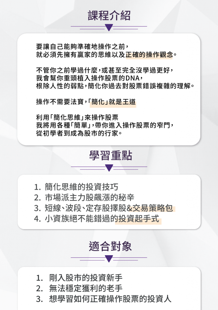 電話線老師,簡化思維的投資技巧,市場派主力股飆漲的秘密,短線波段定存股選擇重點和交易策略包,專門給小資族的第一堂投資觀念線上課